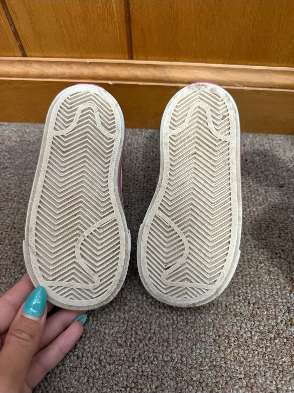 Nike Kids White Sneakers with Pink Swoosh